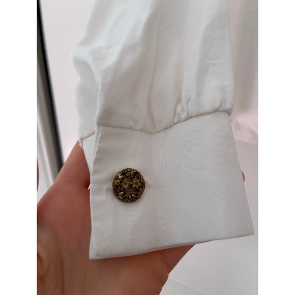 Vintage Gemilli White Button Down with Greek Key Gold Details - Picture 5 of 9
